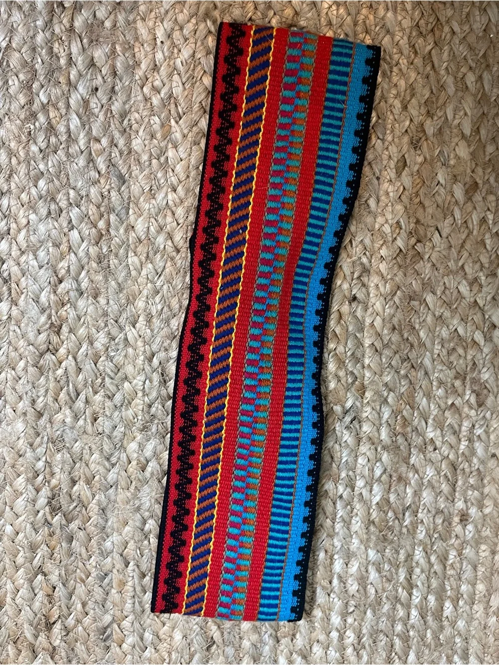 Sz S/M Mexican Artisan Serape Striped Belt 3-7/8” wide